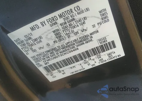 2012 Ford Escape Xlt from USA, damaged, VIN 1FMCU9D73CKC09458